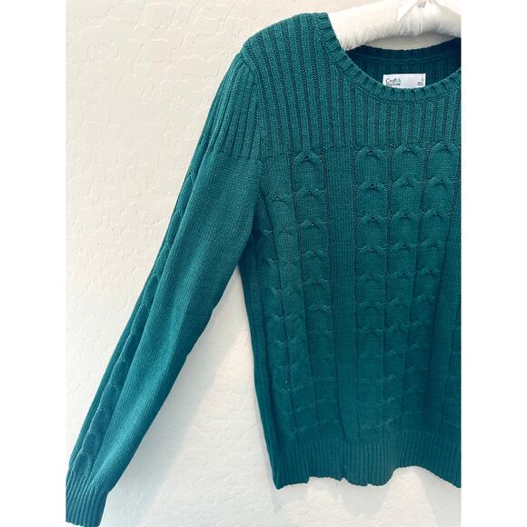 CROFT & BARROW | Dark Green Cable Knit Pullover Sweater | Women’s Small - Picture 4 of 8